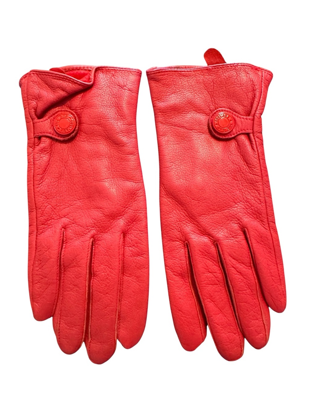The Gap Red Leather Button-Accent Gloves